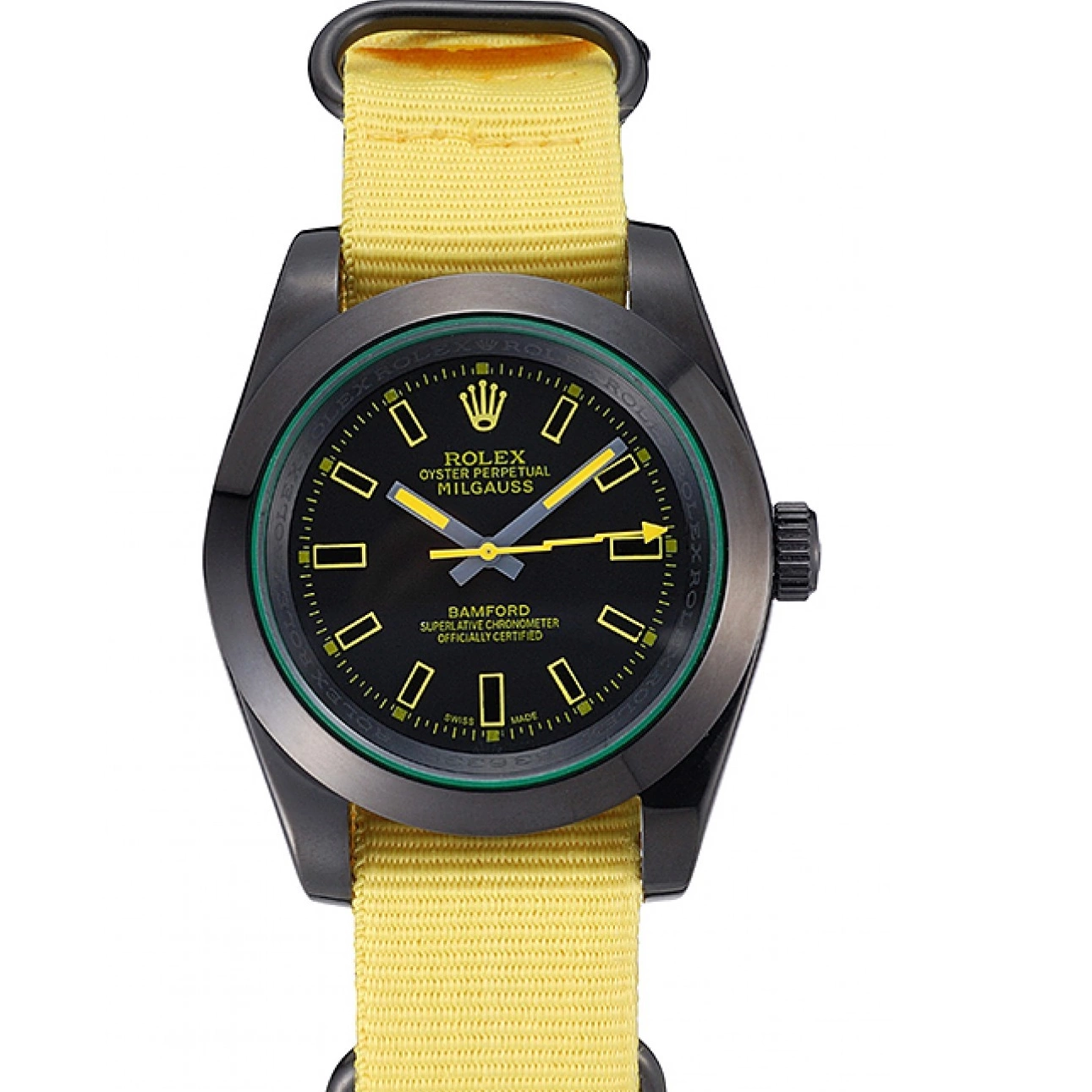 Aaa replica Milgauss 621999 Strap Nylon Yellow Rolex Bamford 0522